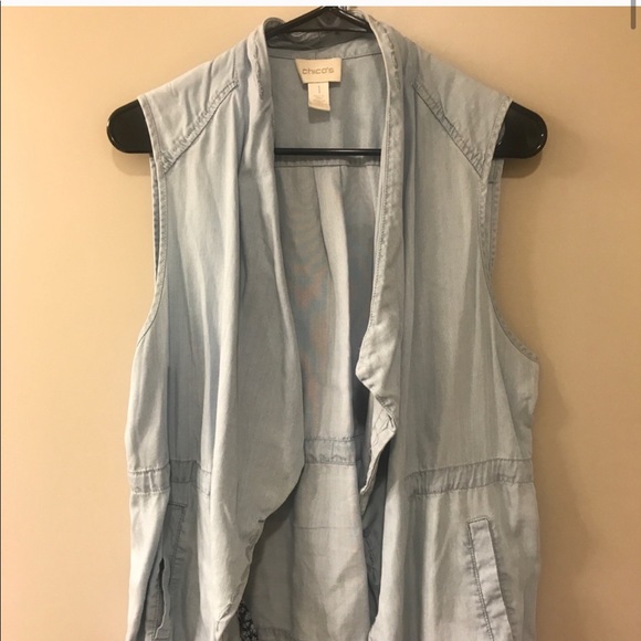 Chico’s chambray light denim drape vest - Picture 5 of 8
